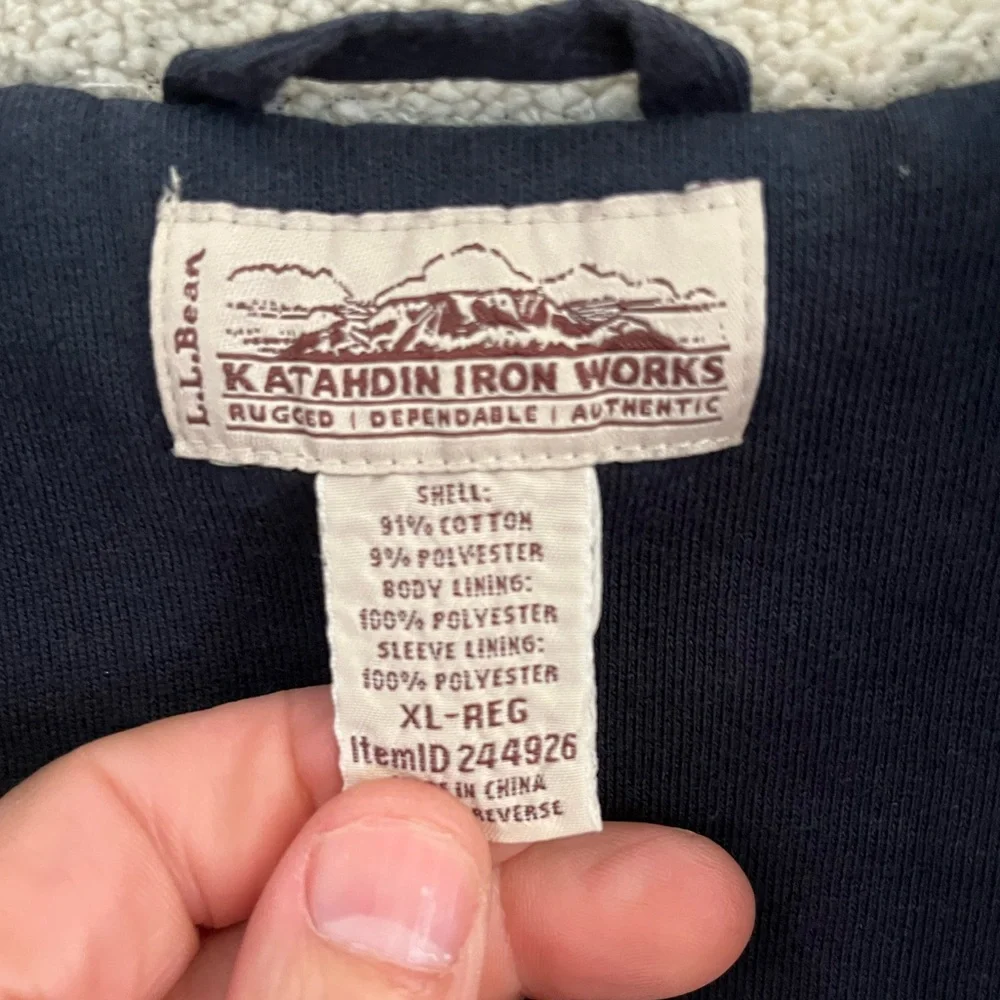 LL Bean × Katahdin Iron Works Sherpa-Lined Full Zip Hoodie Navy Sz XL‎ - Picture 7 of 7
